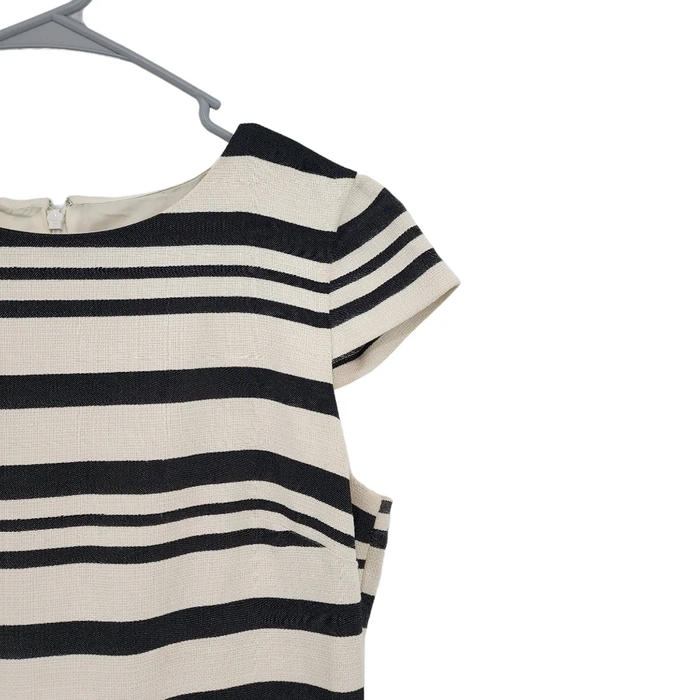 J. Crew Women's Cotton Stripes Cap Sleeves Sheath Preppy Dress - 8
